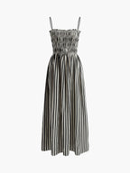 Sleeveless Long Dress with Pinstripe Design