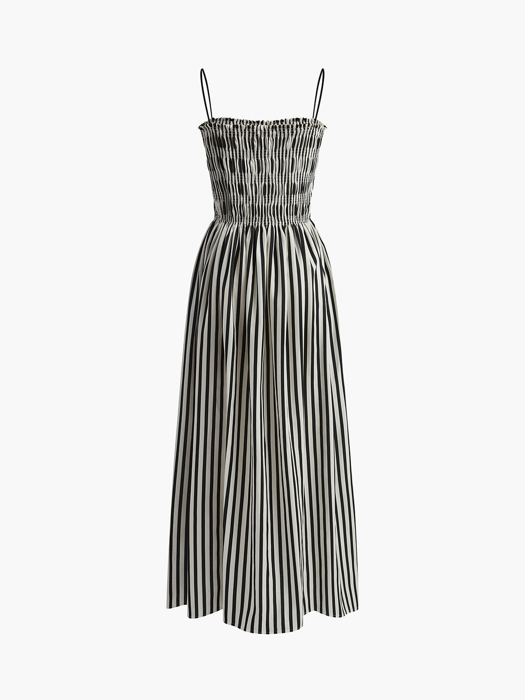 Sleeveless Long Dress with Pinstripe Pattern