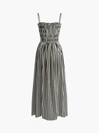 Sleeveless Long Dress with Pinstripe Pattern