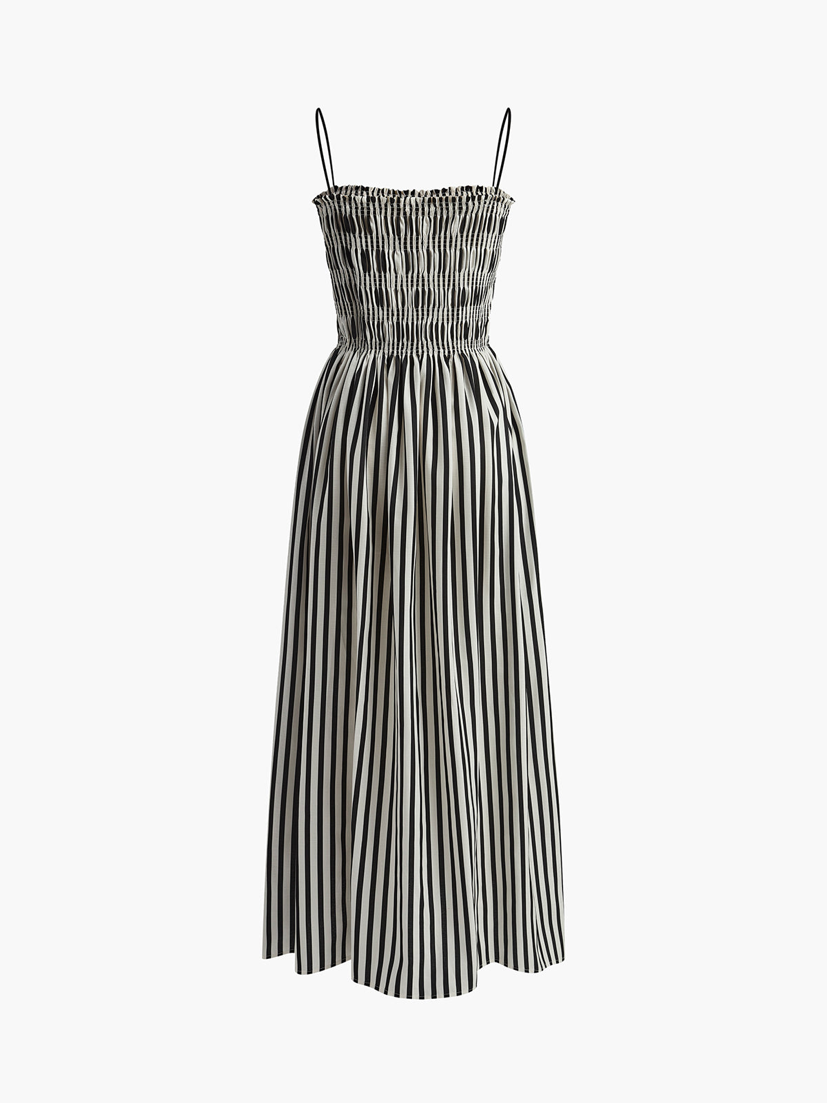 Sleeveless Long Dress with Pinstripe Pattern