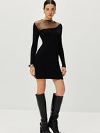 Lightweight Sweater Dress with Semi-Sheer Panels