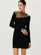 Lightweight Sweater Dress with Semi-Sheer Panels