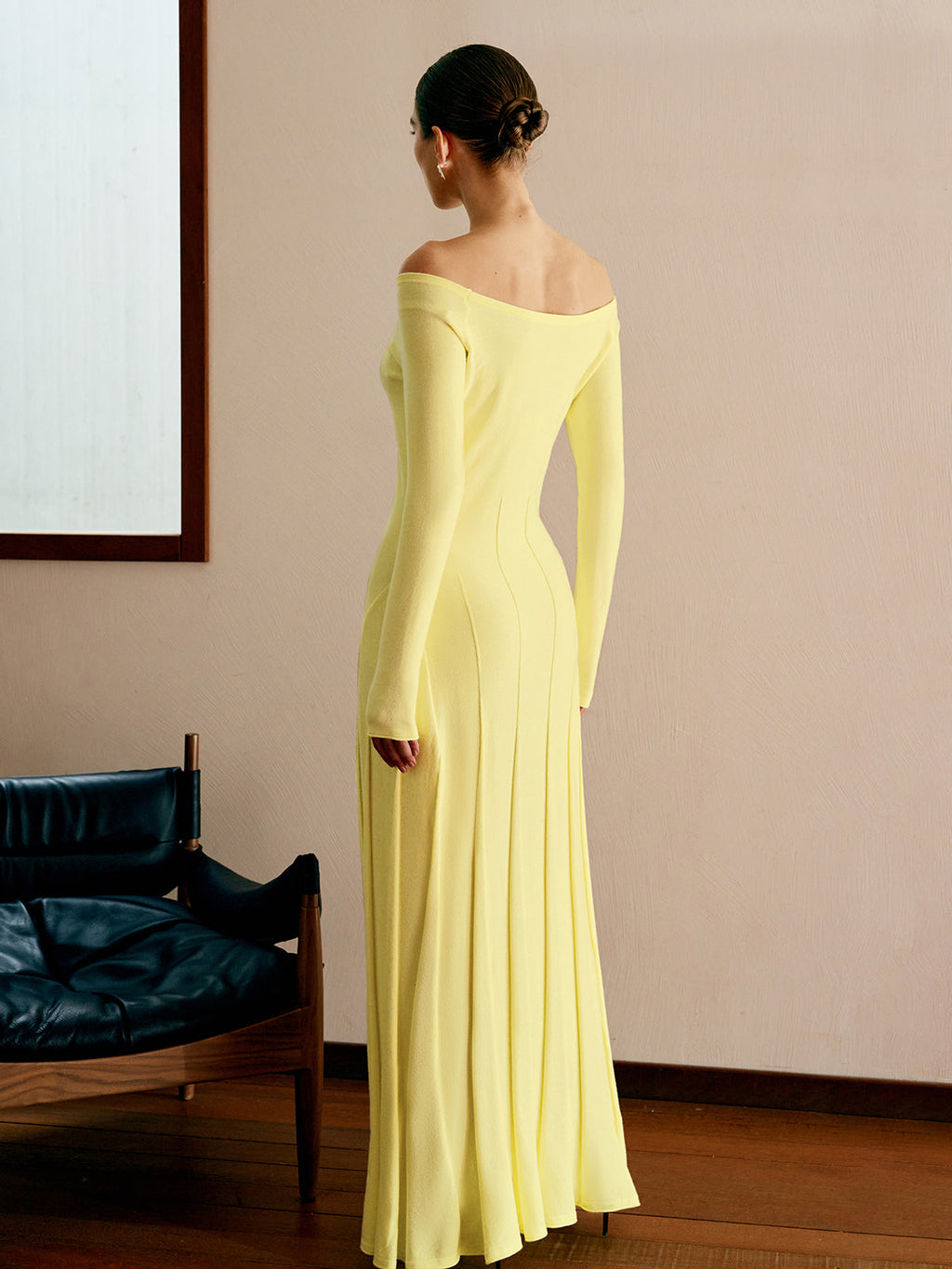 Off Shoulder Sweater Dress with Pleated Detail