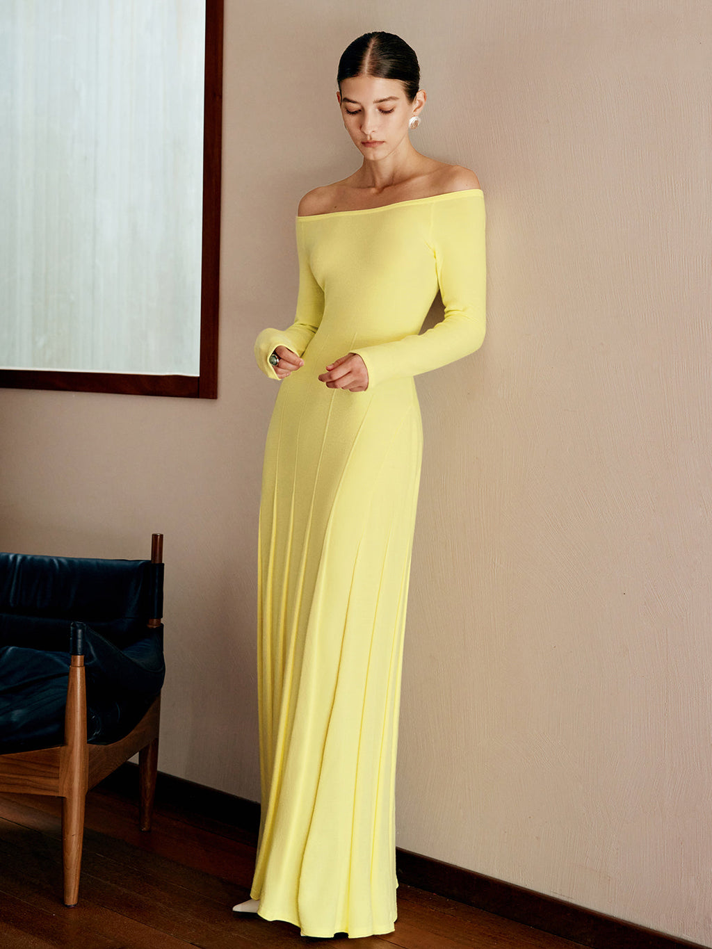 Off Shoulder Sweater Dress with Pleated Detail