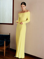 Off Shoulder Sweater Dress with Pleated Detail