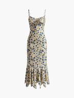 Floral Print Dress with Knotted Detail and Asymmetric Hem