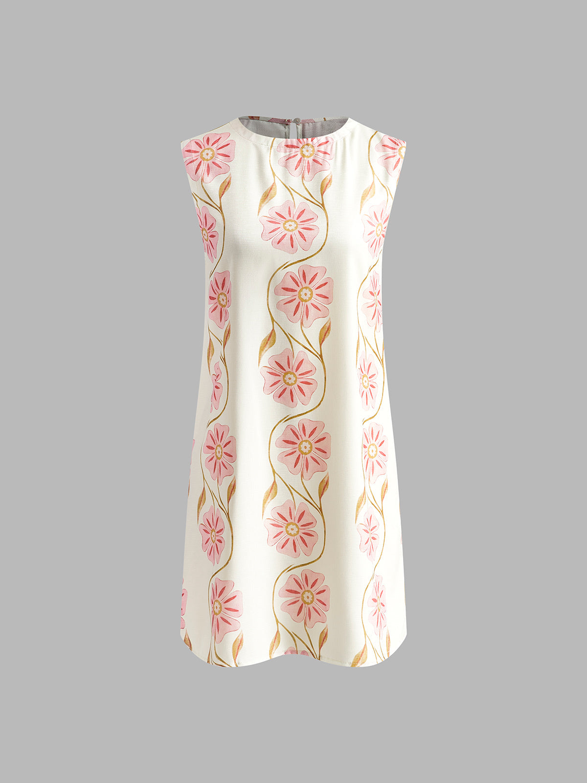 Chic Sleeveless Dress with Romantic Print Design