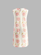 Charming Sleeveless Dress with Floral Print Design