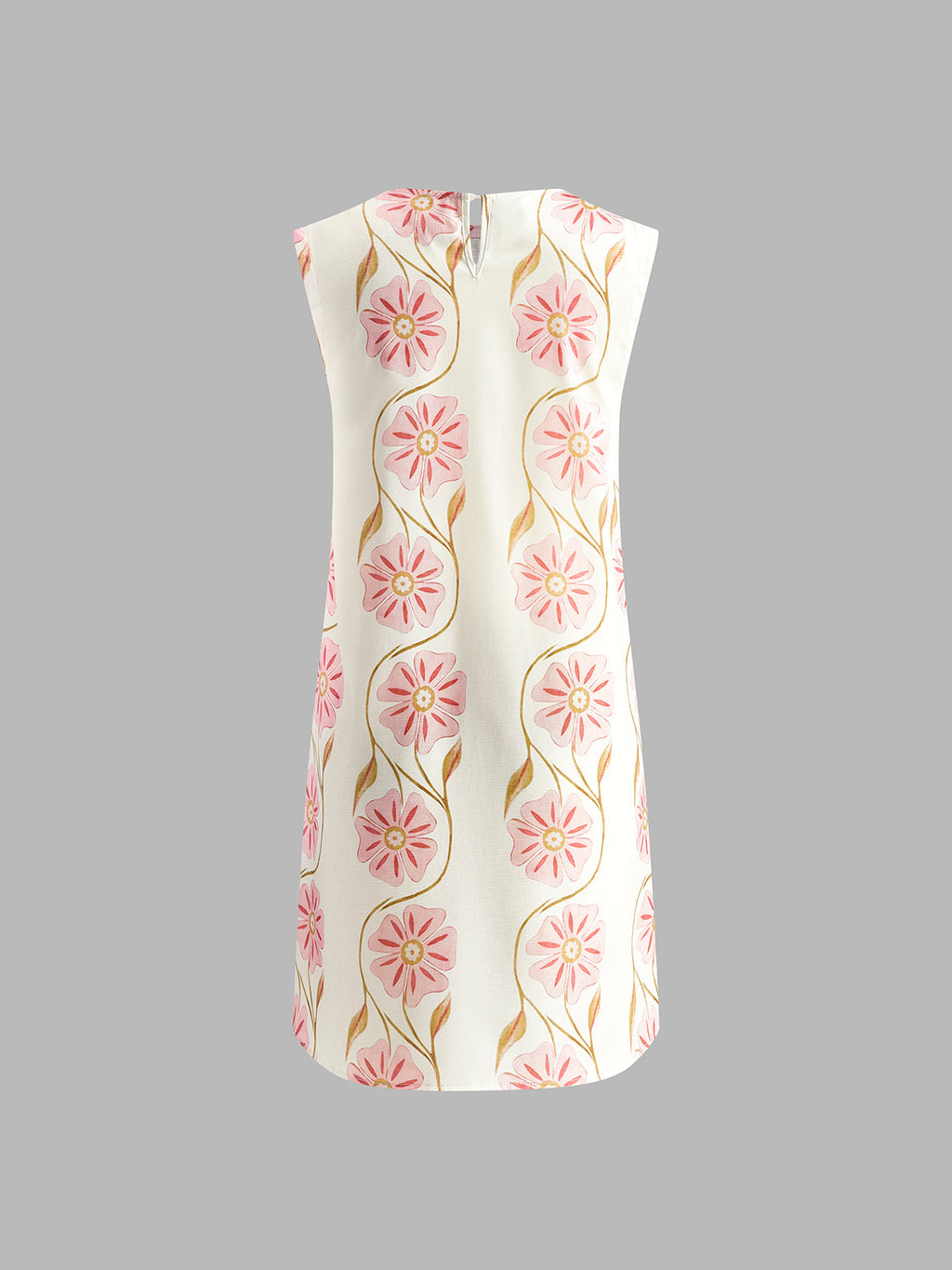 Charming Sleeveless Dress with Romantic Print