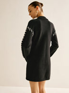 Contrast Trim Knit Sweater Mini Dress