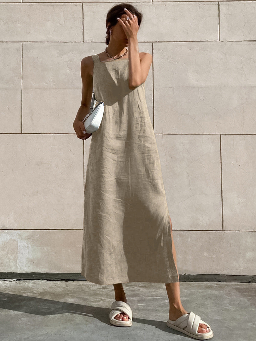 Cotton Cami Dress in Minimalist Long Style