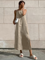 Slim Cotton Cami Maxi Dress in Minimalist Style
