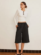 Chic T-Shirt with Dainty Bow Trim Detail