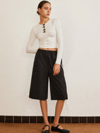 Chic T-Shirt with Dainty Bow Trim Detail