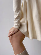 Simple Pleated Sweater Dress with Short Hem