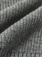 Ribbed Collar Sweater with Denim Panels