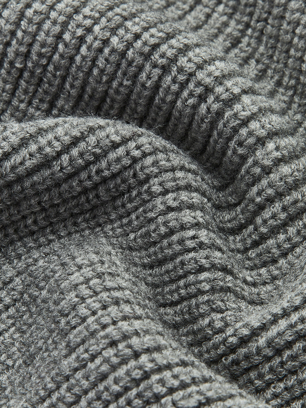 Ribbed Collar Sweater with Denim Panels
