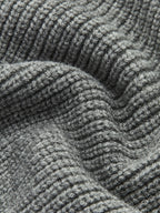Ribbed Collar Sweater with Denim Panels