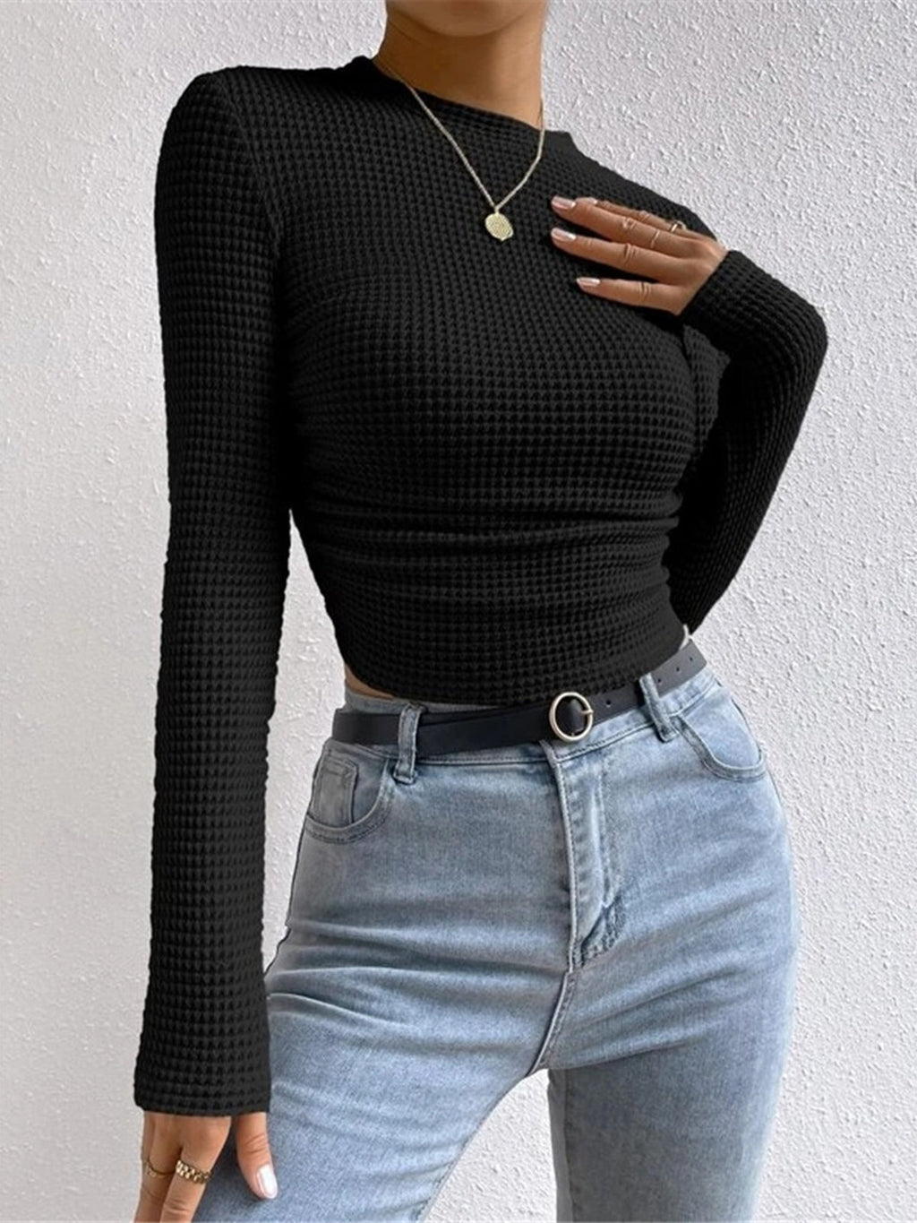 Minimalist Slim Fit Waffle Knit Sweater