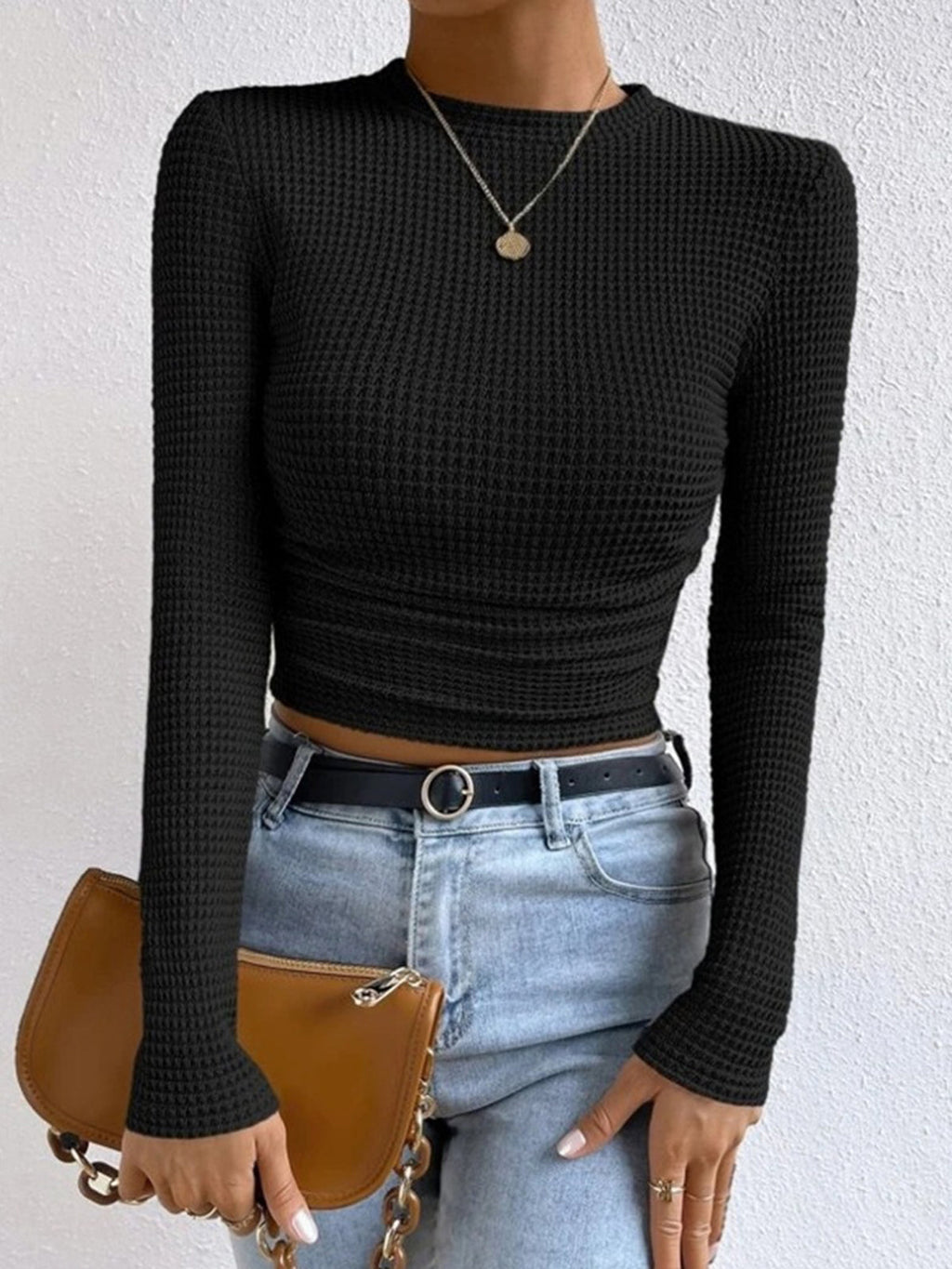 Minimalist Slim Fit Waffle Knit Sweater