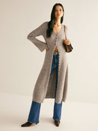 Layered V-Neck Sweater Dress with Front Split