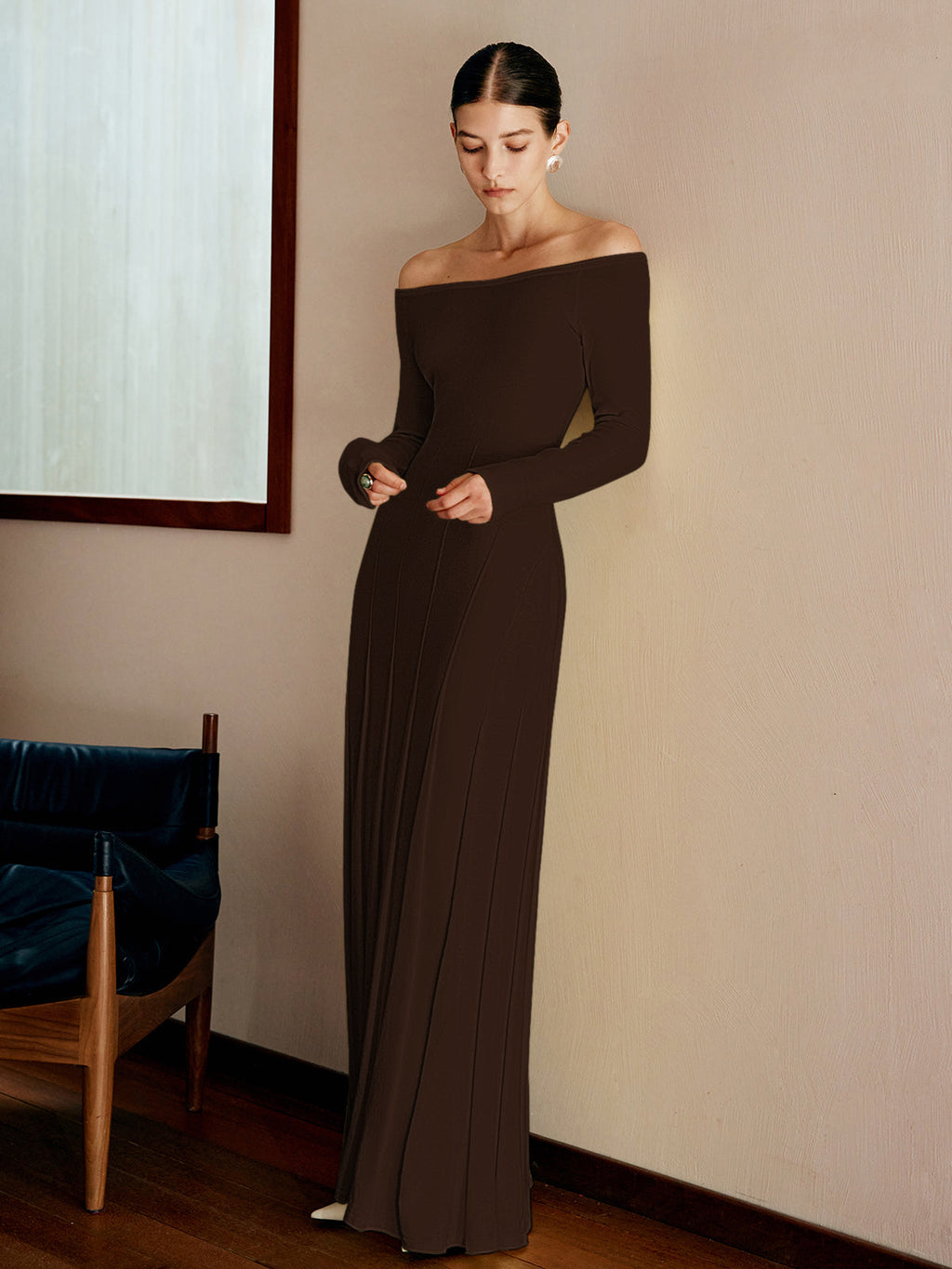 Off Shoulder Sweater Dress with Pleated Detail