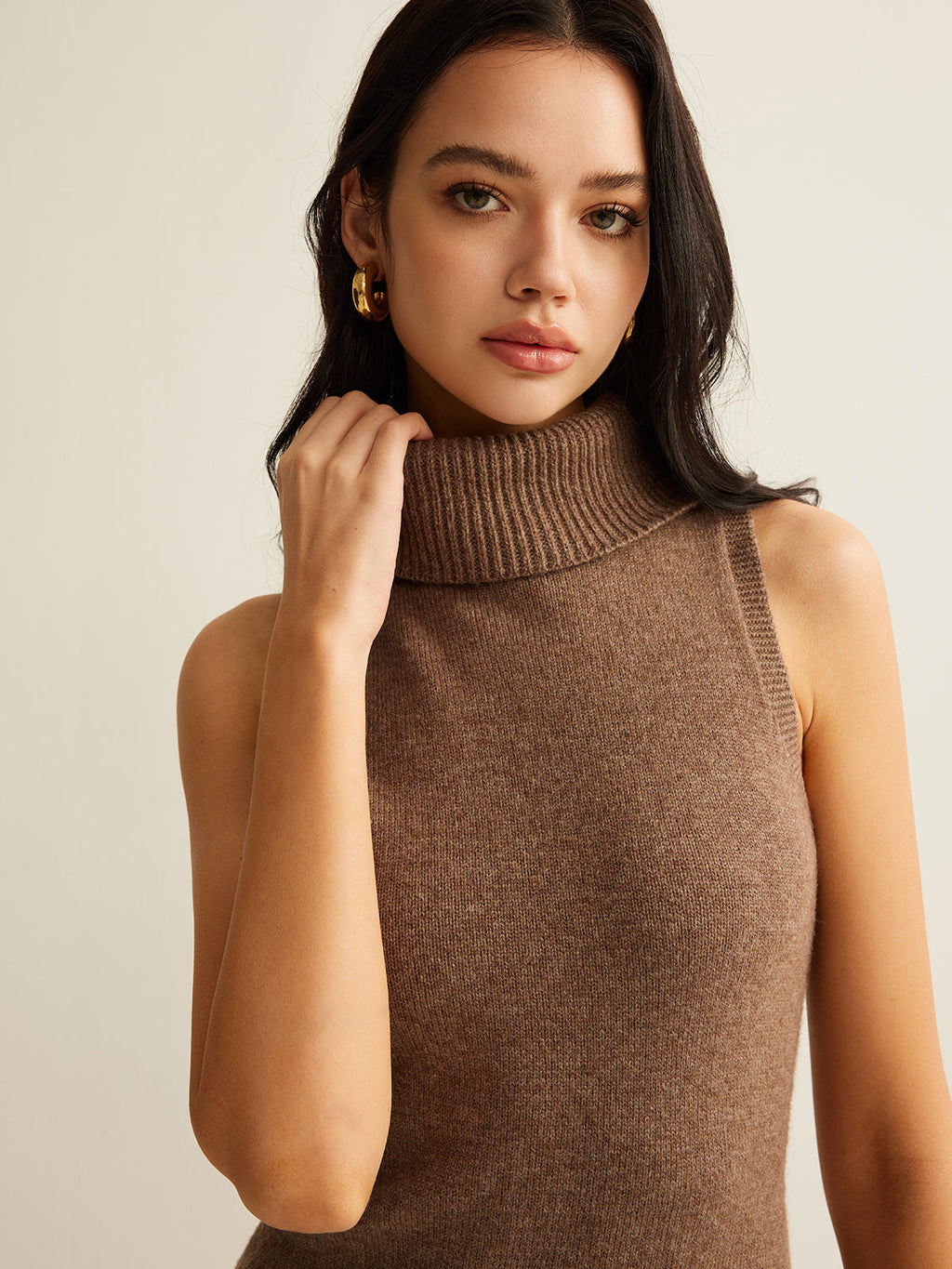 Cozy Wool-Blend Turtleneck Dress, No Belt Included