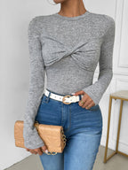 Twisted Front Slim Fit Jersey Top