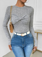 Twisted Front Slim Fit Jersey Top