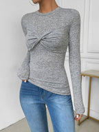 Twisted Front Slim Fit Jersey Top