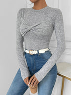 Twisted Front Slim Fit Jersey Top