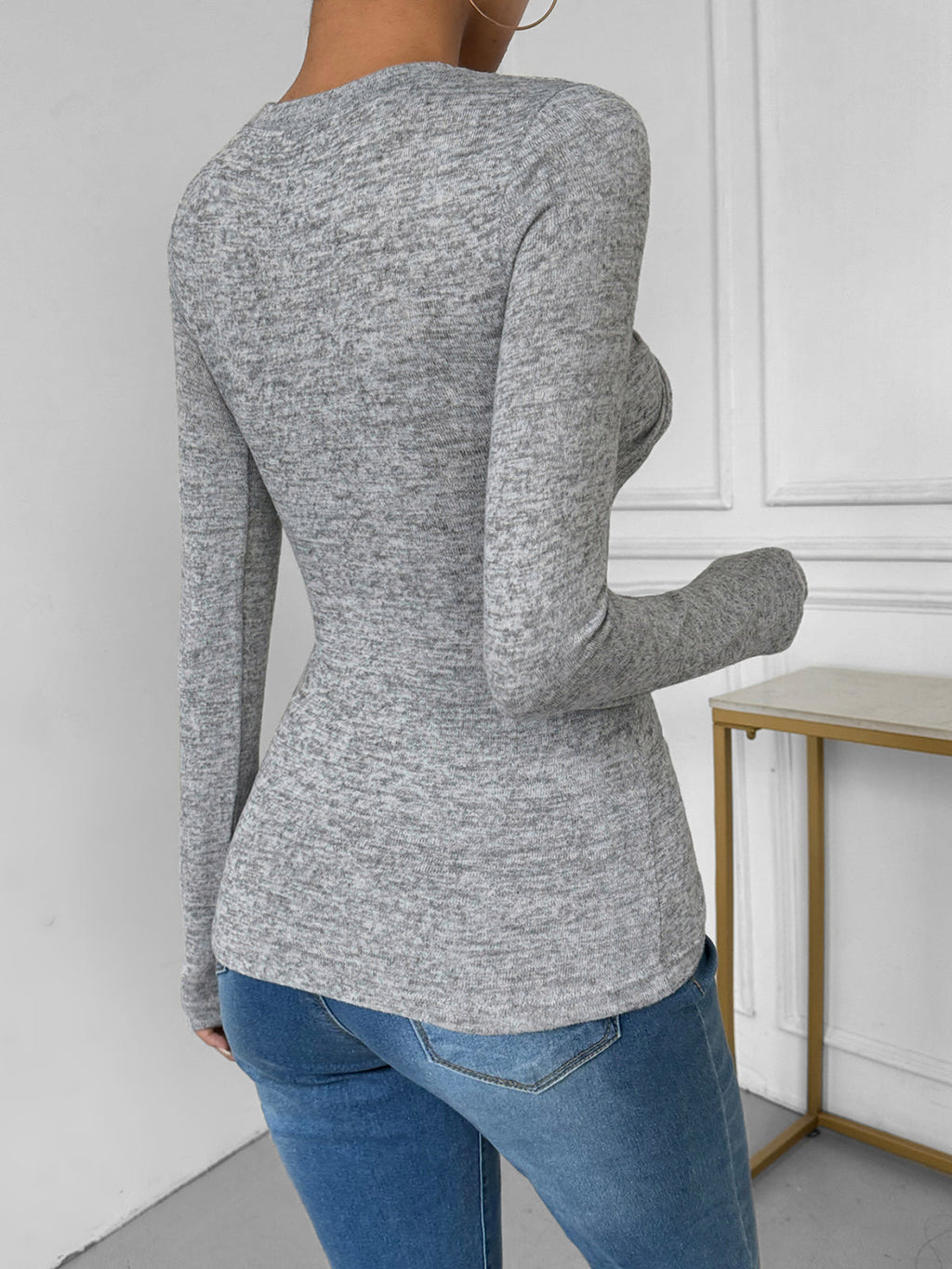 Twisted Front Slim Fit Jersey Top