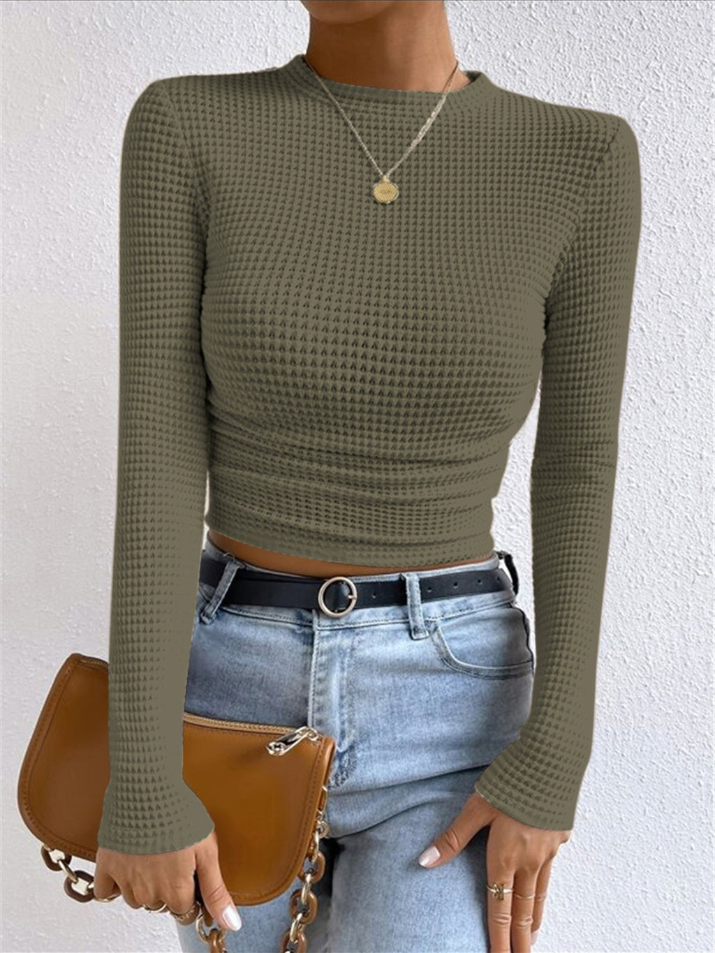 Minimalist Slim Fit Waffle Knit Sweater