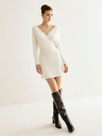 Criss Cross Sweater Dress with Cinched Waist Detail