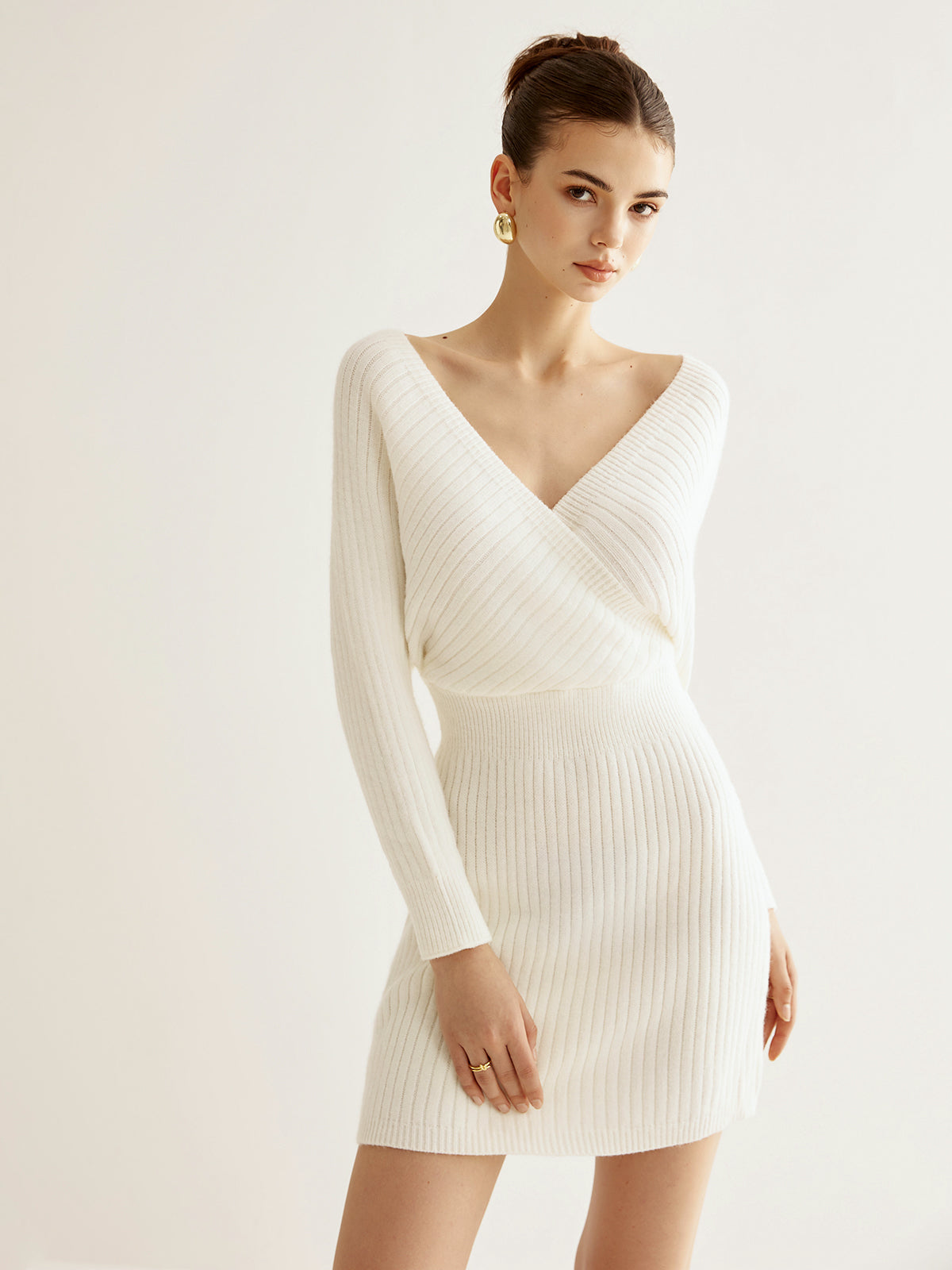 Criss Cross Sweater Dress with Cinched Waist Detail