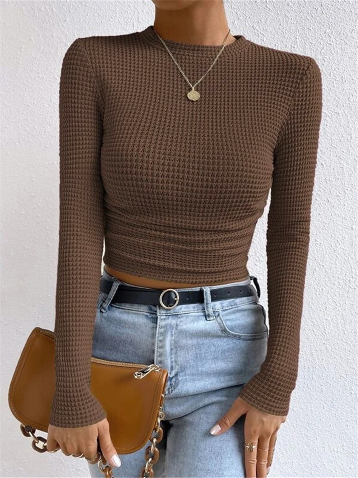 Minimalist Slim Fit Waffle Knit Sweater