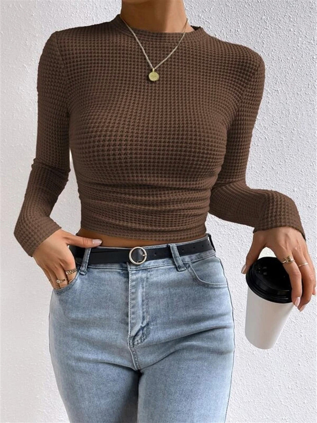 Minimalist Slim Fit Waffle Knit Sweater