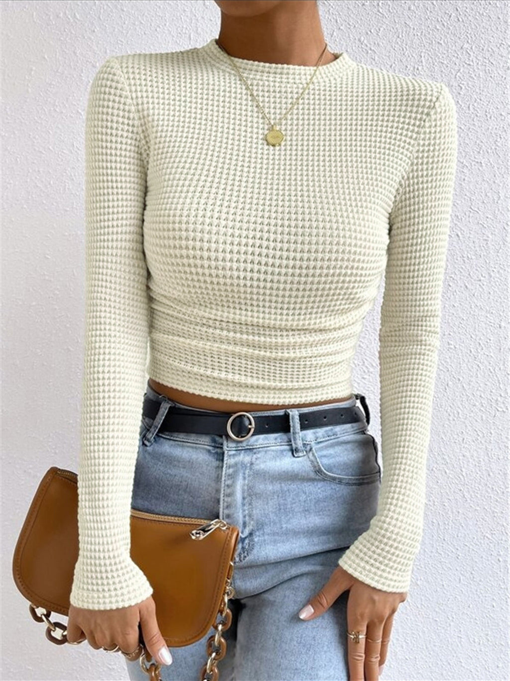 Minimalist Slim Fit Waffle Knit Sweater