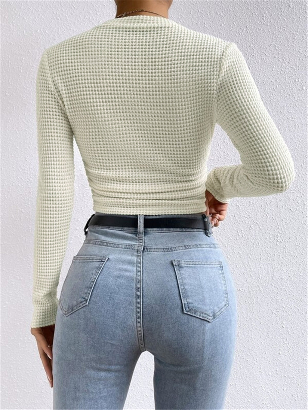 Minimalist Slim Fit Waffle Knit Sweater