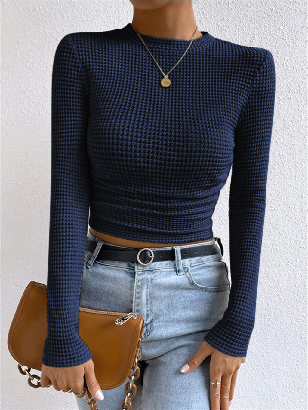 Minimalist Slim Fit Waffle Knit Sweater