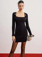 Cozy Shrug Ribbed Sweater Dress Slim Fit