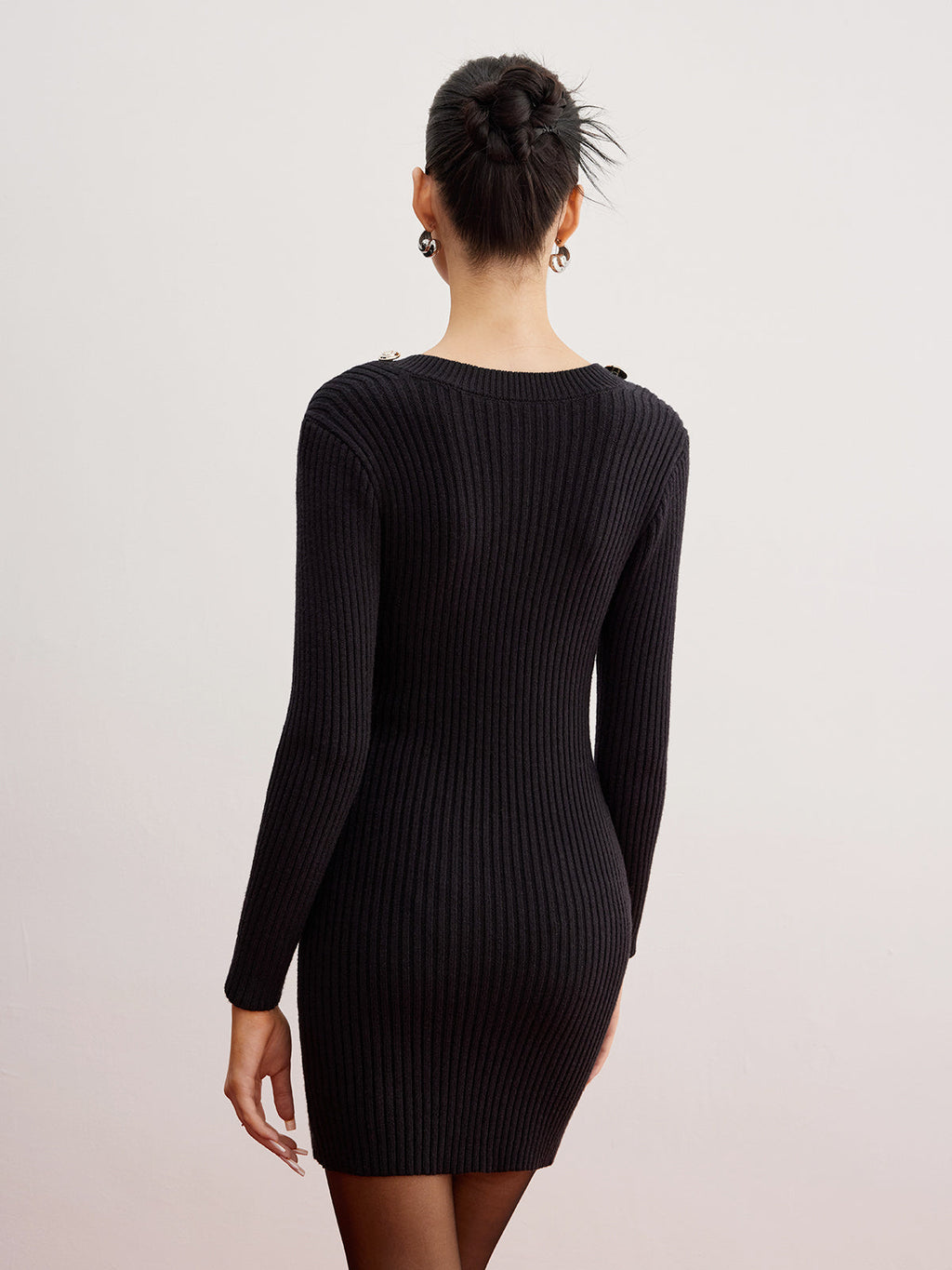 Cozy Shrug Ribbed Sweater Dress Slim Fit