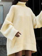 Minimalist Turtleneck Sweater Dress with Short Length