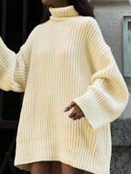 Minimalist Turtleneck Sweater Dress with Short Length