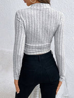 Simple Mock Neck Ribbed Top