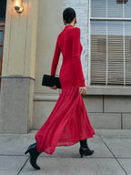 Mock Neck Sweater Dress with Pleated Details