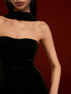 Charming Backless Velvet Dress with Sweetheart Neckline