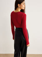 Plisse T-Shirt with Metal O-Ring Cutout Detail