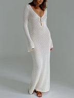 Long Sleeve Dress with Open Back Cover Up