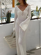 Long Sleeve Dress with Open Back Cover Up